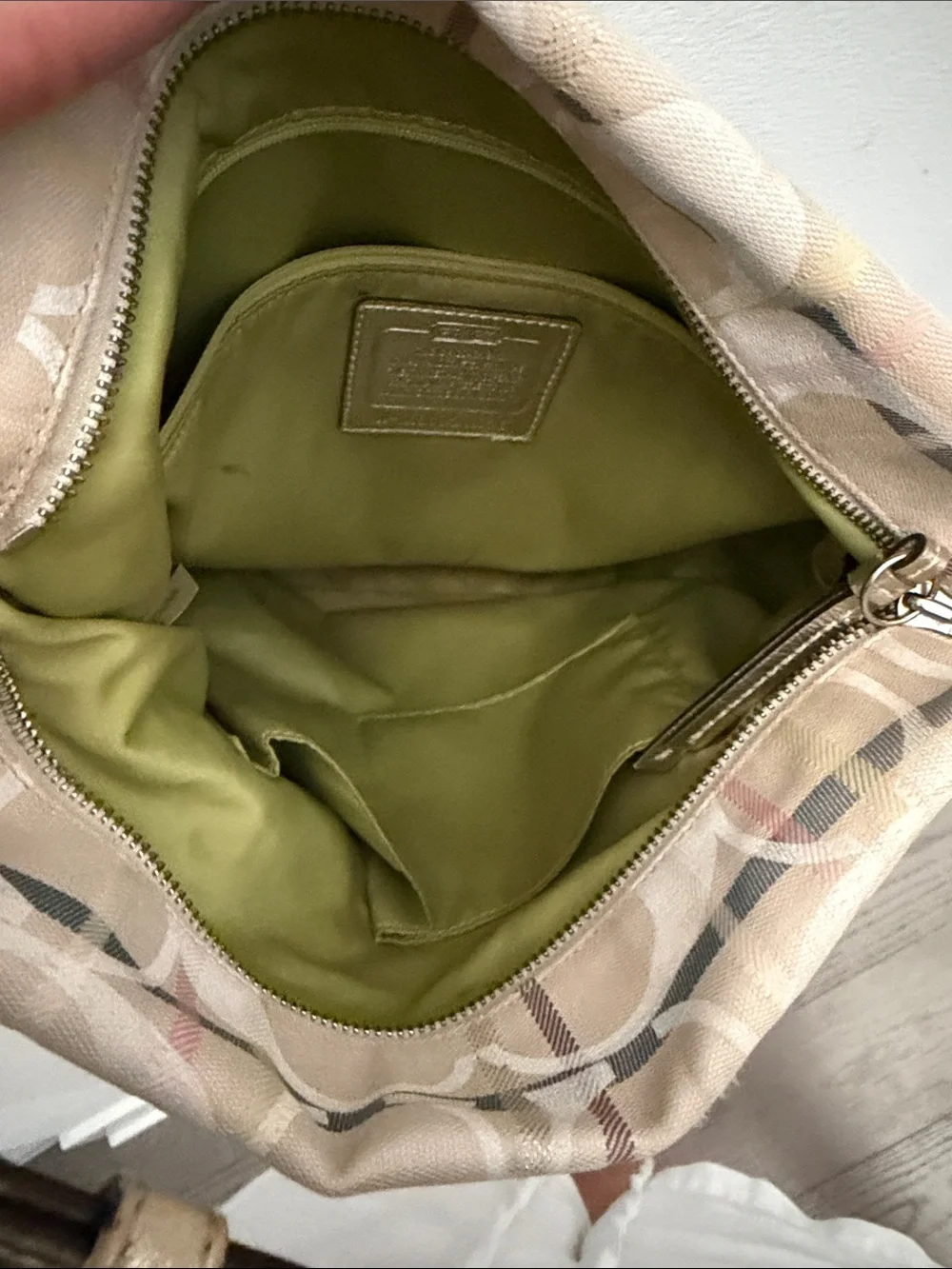 Y2K Coach Pastel Plaid Signature Canvas Hobo with Multicolor Accents